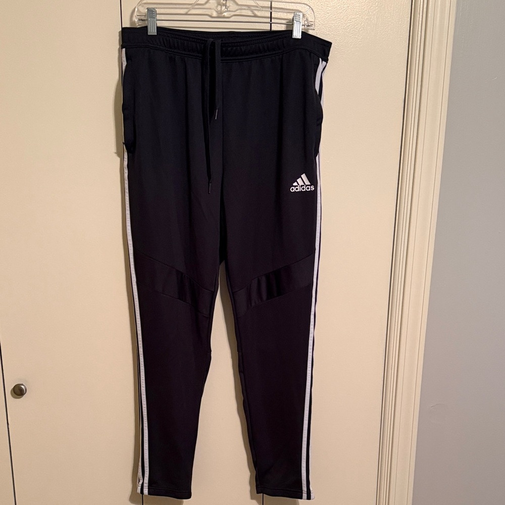 Adidas Kids Black Joggers with White Stripes